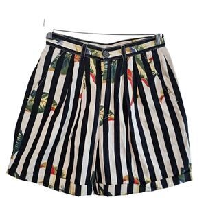 Vintage Calvin Klein Floral Shorts Women Sm Stripped High Rise Cottage Boho 90s